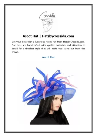 Ascot Hat | Hatsbycressida.com