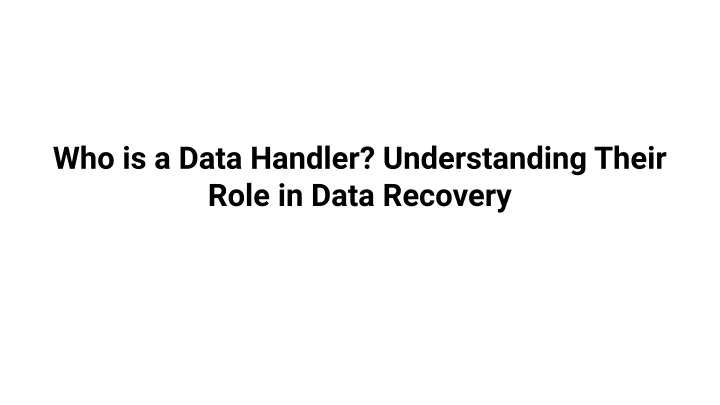 who is a data handler understanding their role