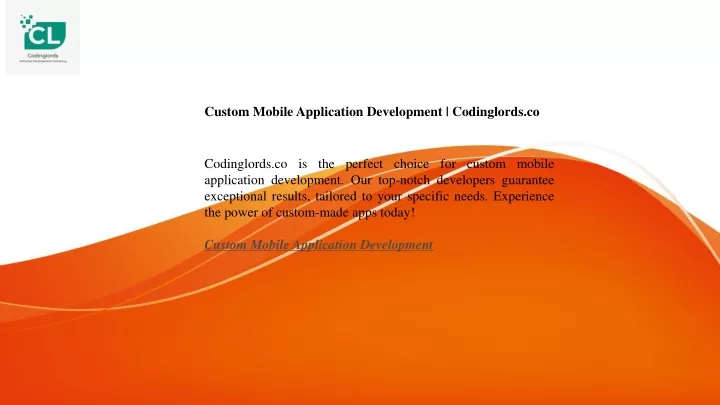 custom mobile application development codinglords