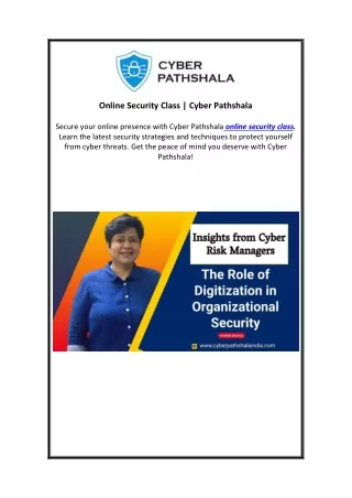 Online Security Class  Cyber Pathshala