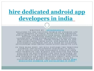 hire dedicated android app developers in india