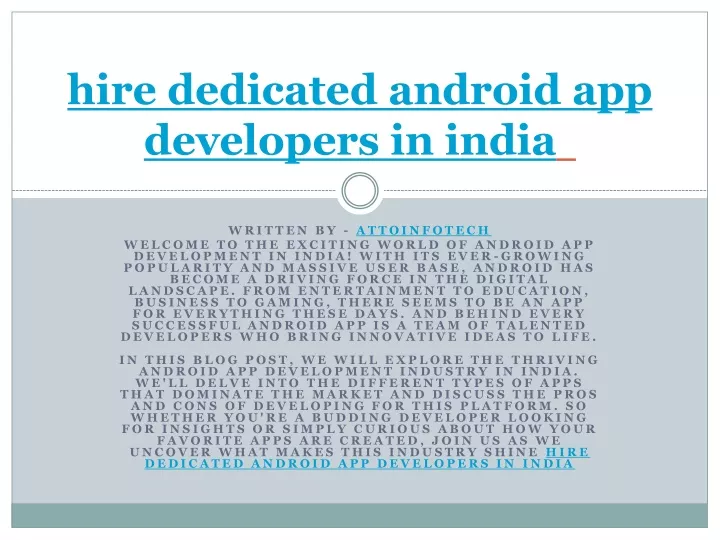hire dedicated android app developers in india