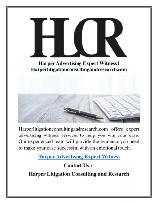 Harper Advertising Expert Witness  Harperlitigationconsultingandresearch