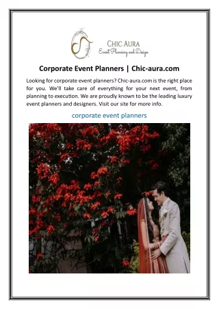 Corporate Event Planners | Chic-aura.com