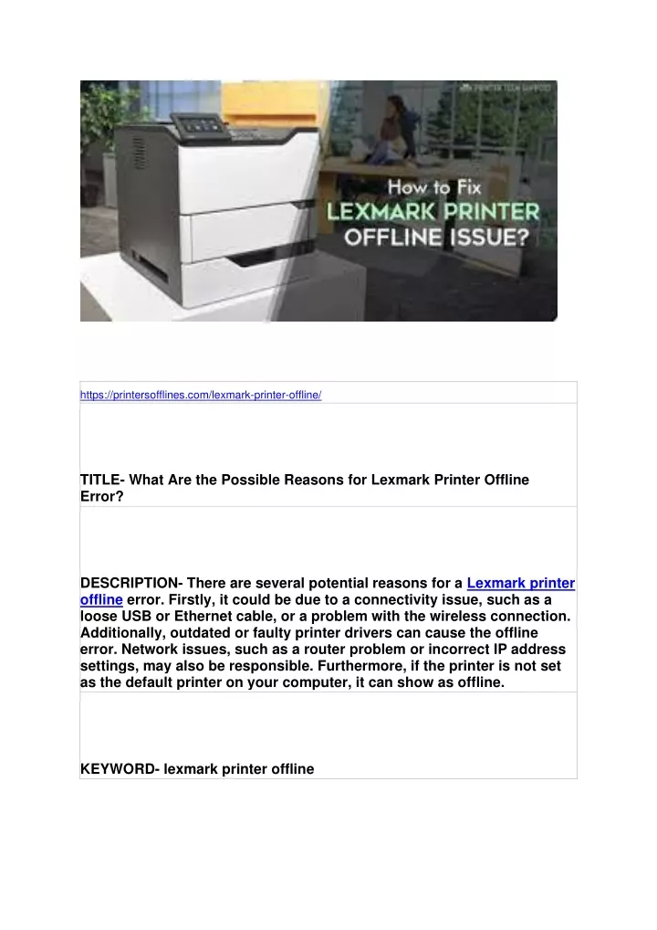 https printersofflines com lexmark printer