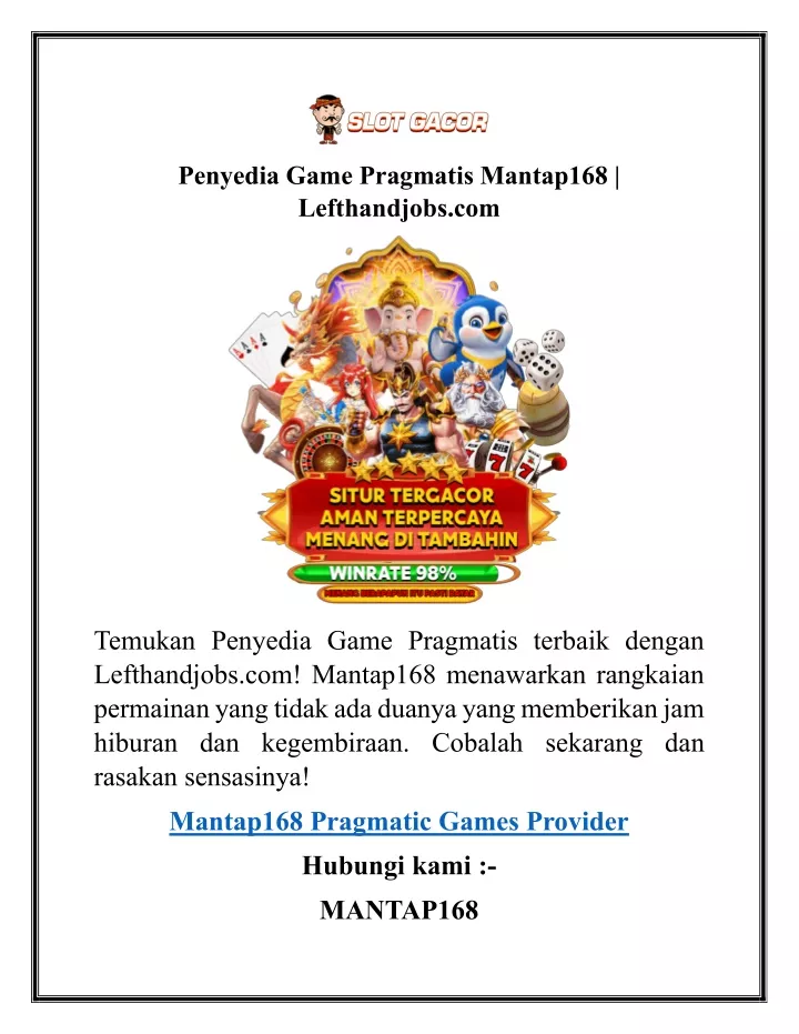 penyedia game pragmatis mantap168 lefthandjobs com