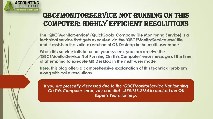 qbcfmonitorservice not running on this computer highly efficient resolutions