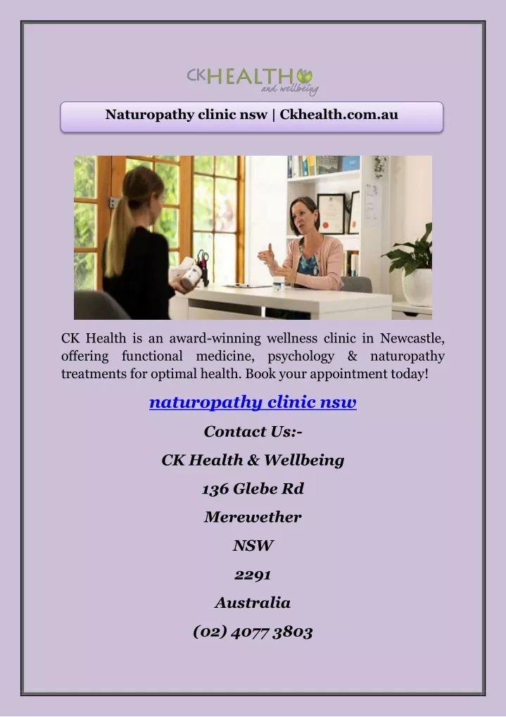 naturopathy clinic nsw ckhealth com au