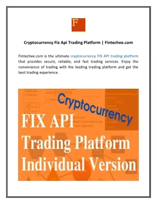 Cryptocurrency Fix Api Trading Platform  Fintechee