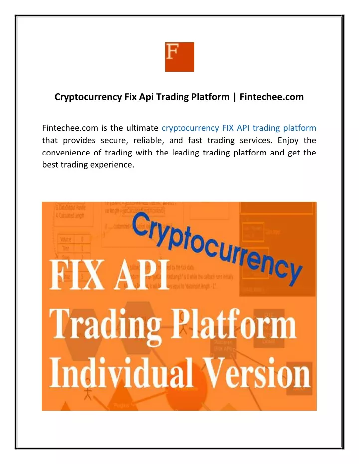 cryptocurrency fix api trading platform fintechee