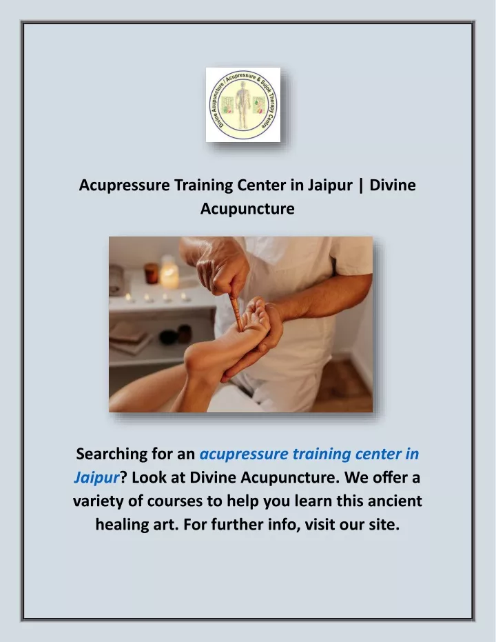 acupressure training center in jaipur divine