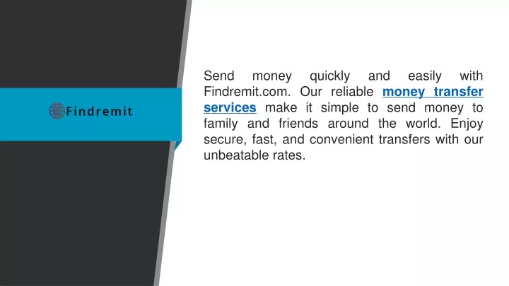 send money quickly and easily with findremit