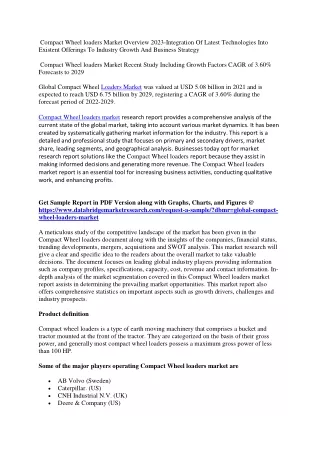compact wheel loaders market overview 2023