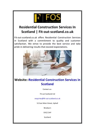 Residential Construction Services In Scotland  Fit-out-scotland.co.uk