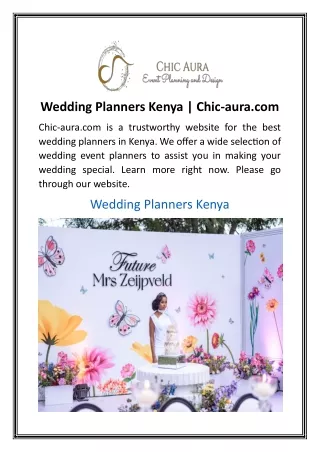 Wedding Planners Kenya | Chic-aura.com