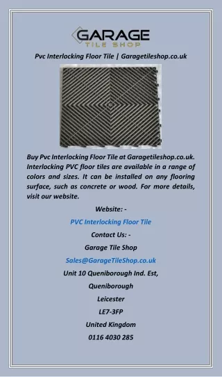 Pvc Interlocking Floor Tile  Garagetileshop.co.uk