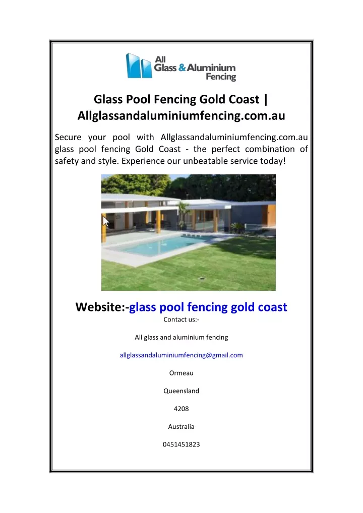 glass pool fencing gold coast