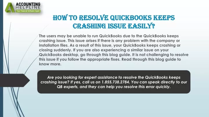 how to resolve quickbooks keeps crashing issue easily