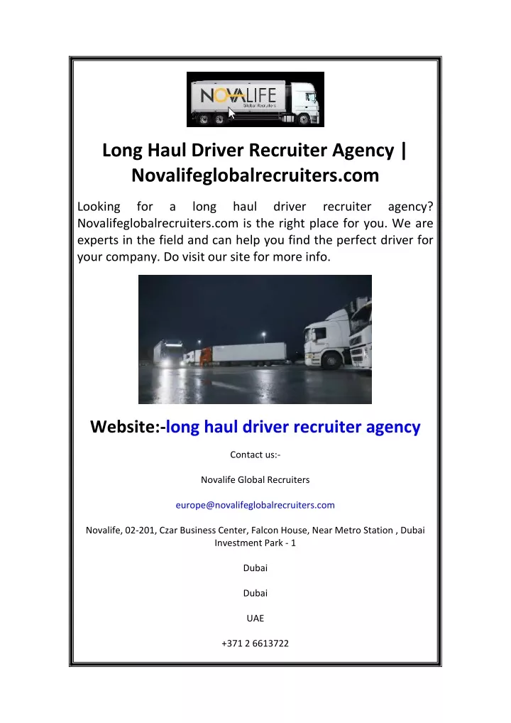 long haul driver recruiter agency