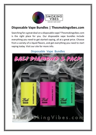 Disposable Vape Bundles | Thesmokingvibes.com