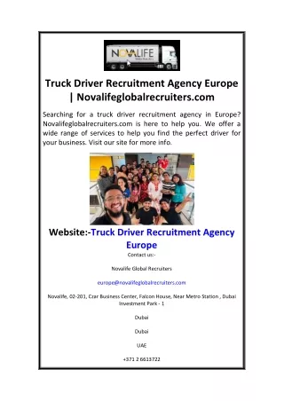Truck Driver Recruitment Agency Europe Novalifeglobalrecruiters.com