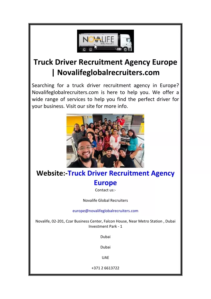 truck driver recruitment agency europe