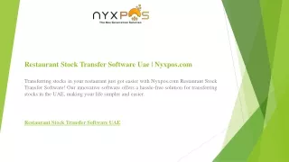Restaurant Stock Transfer Software Uae  Nyxpos.com