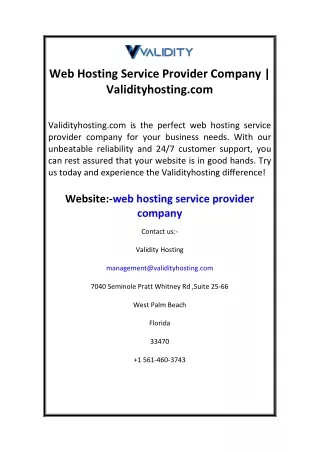 Web Hosting Service Provider Company  Validityhosting.com