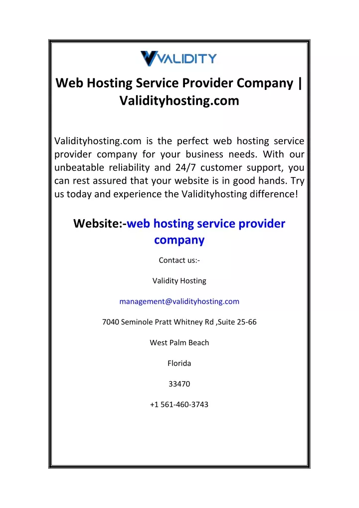 web hosting service provider company