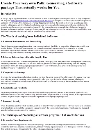 Create Your Own Path: Making a Software That Works for You