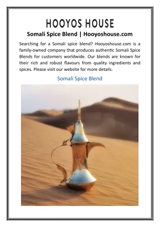 Somali Spice Blend | Hooyoshouse.com