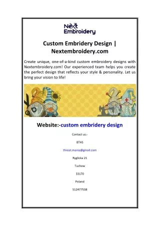 Custom Embridery Design  Nextembroidery.com