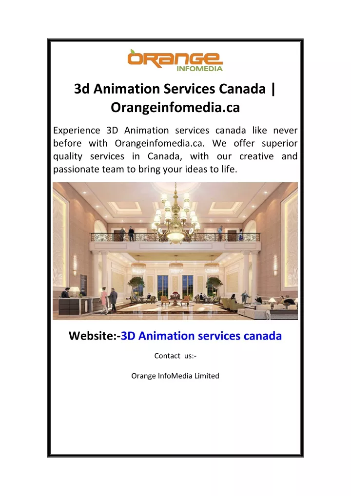 3d animation services canada orangeinfomedia ca