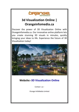 3d visualization online orangeinfomedia ca