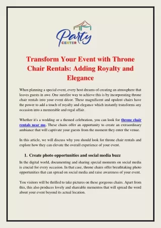 Transform Your Event with Throne Chair Rentals Adding Royalty and Elegance