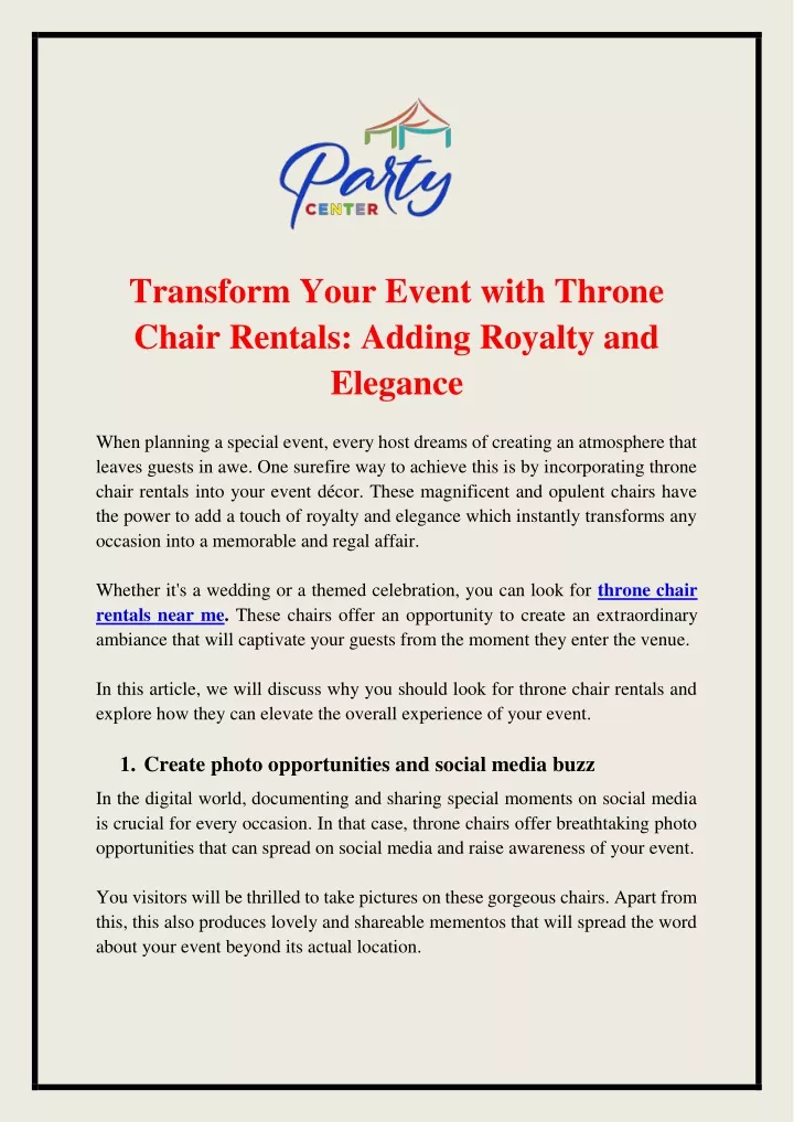 transform your event with throne chair rentals