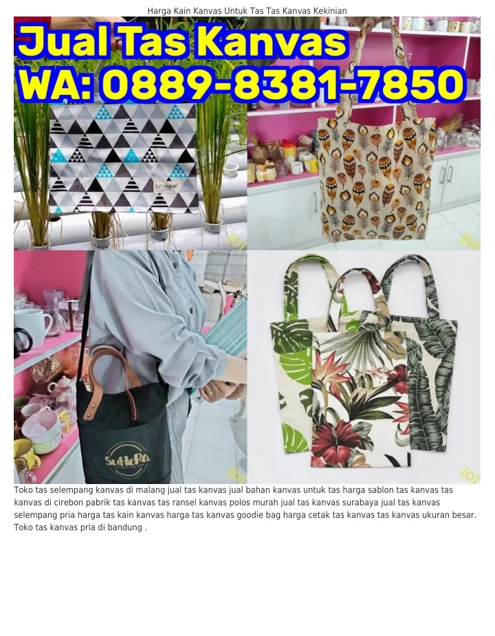 harga kain kanvas untuk tas tas kanvas kekinian