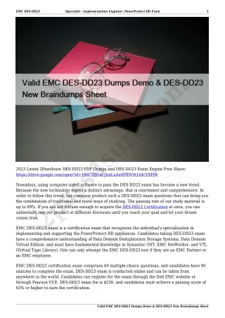 Valid EMC DES-DD23 Dumps Demo & DES-DD23 New Braindumps Sheet