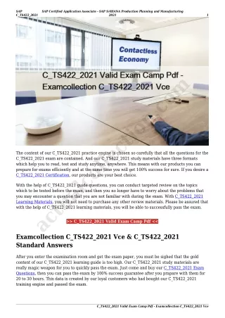 C_TS422_2021 Valid Exam Camp Pdf - Examcollection C_TS422_2021 Vce