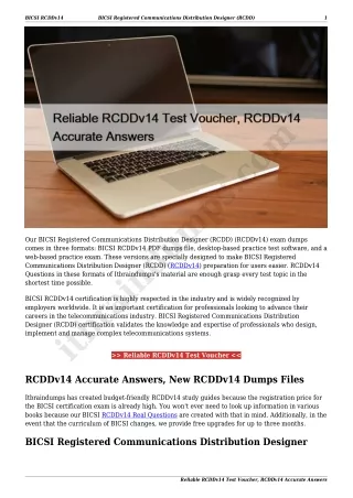 Reliable RCDDv14 Test Voucher, RCDDv14 Accurate Answers