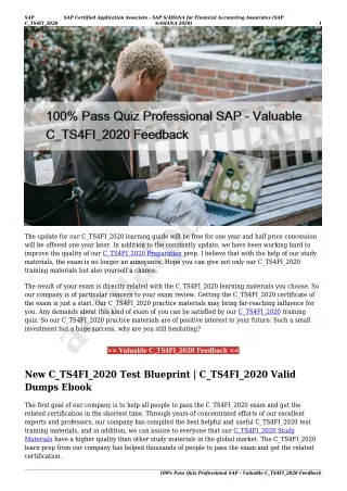 100% Pass Quiz Professional SAP - Valuable C_TS4FI_2020 Feedback