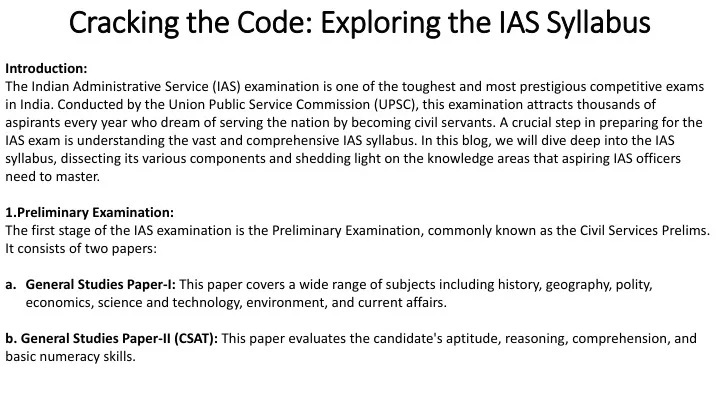 cracking the code exploring the ias syllabus