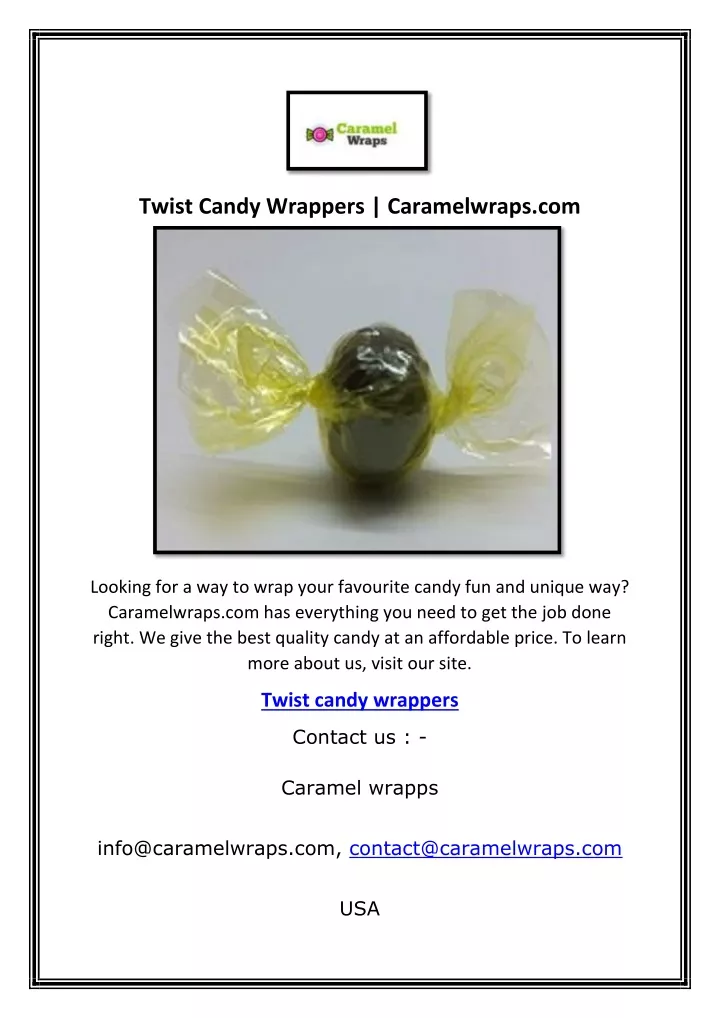 twist candy wrappers caramelwraps com