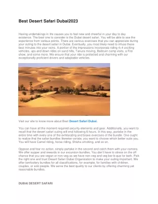 best desert safari dubai2023