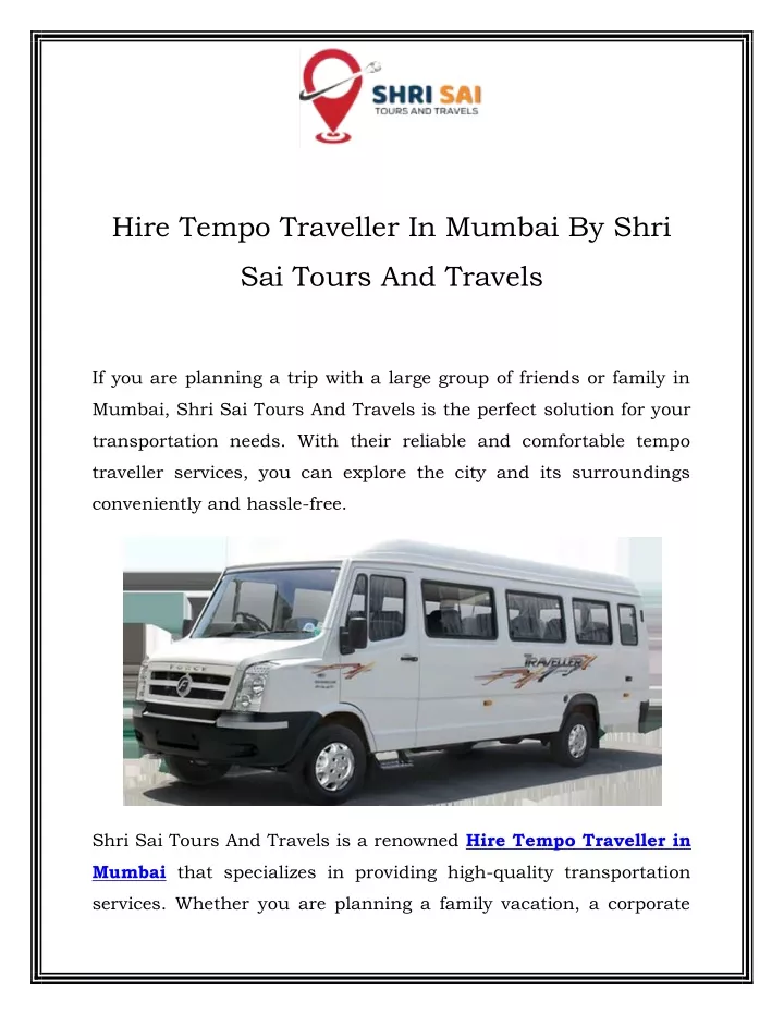 hire tempo traveller in mumbai by shri