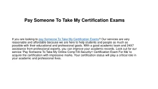 Pay Someone To Take My Certification Exams