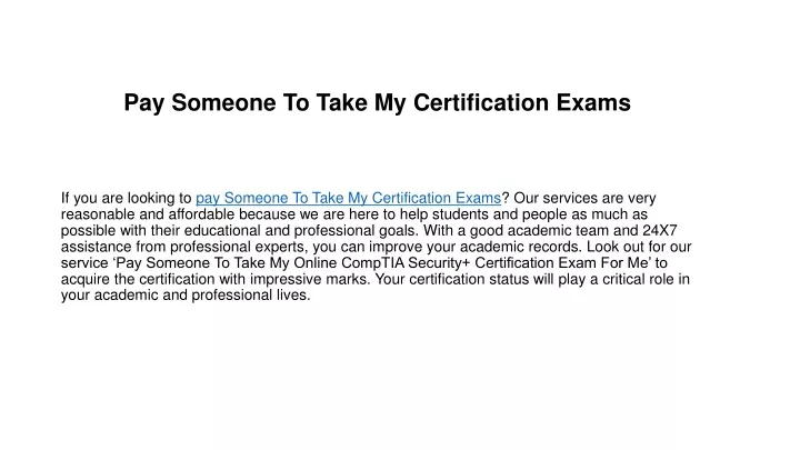 pay someone to take my certification exams