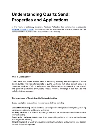 understanding quartz sand properties