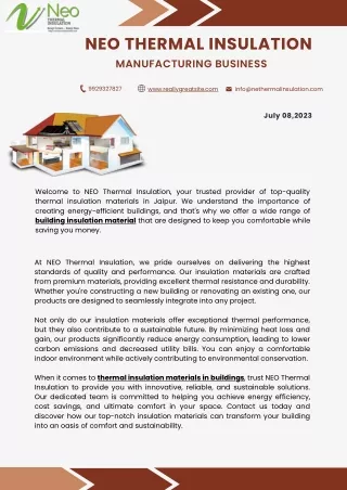 Thermal Insulation Materials In Buildings