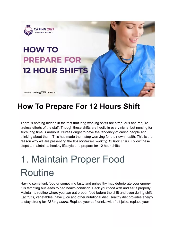 how to prepare for 12 hours shift